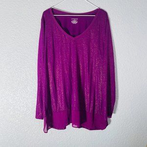 Lane Bryan long sleeve blouse Top purple and gold size 22/24